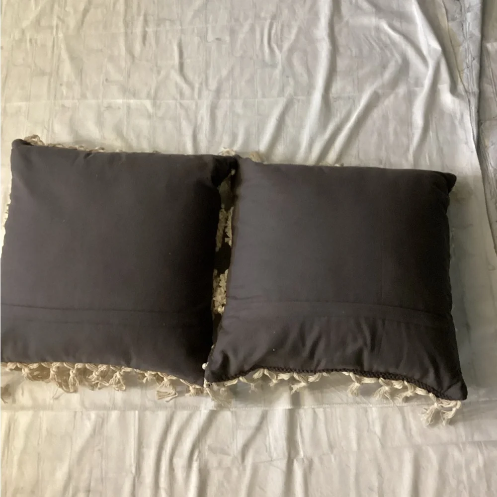 2 - PILLOWS (Striped Black and Cream Accent Pillows)
